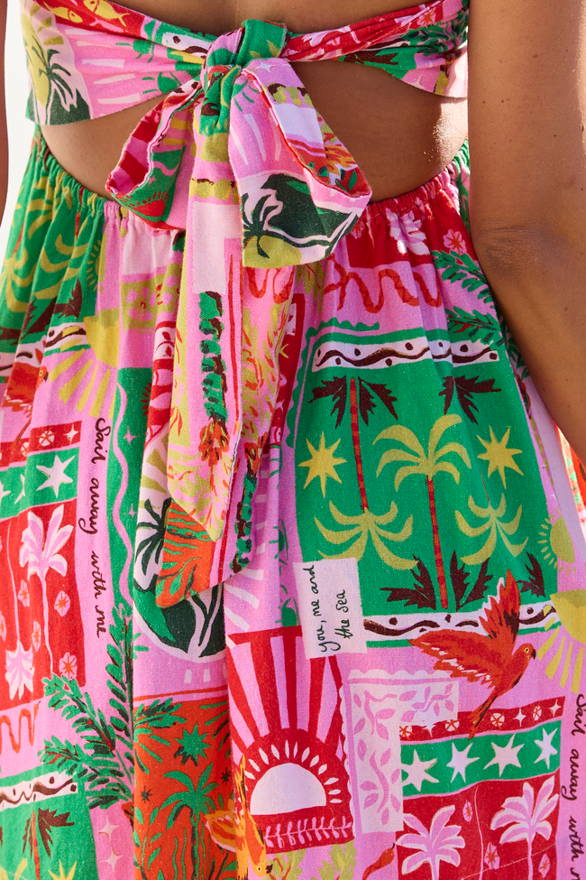 Calloway Multi Tropical Print Strapless Dress OMFORT
