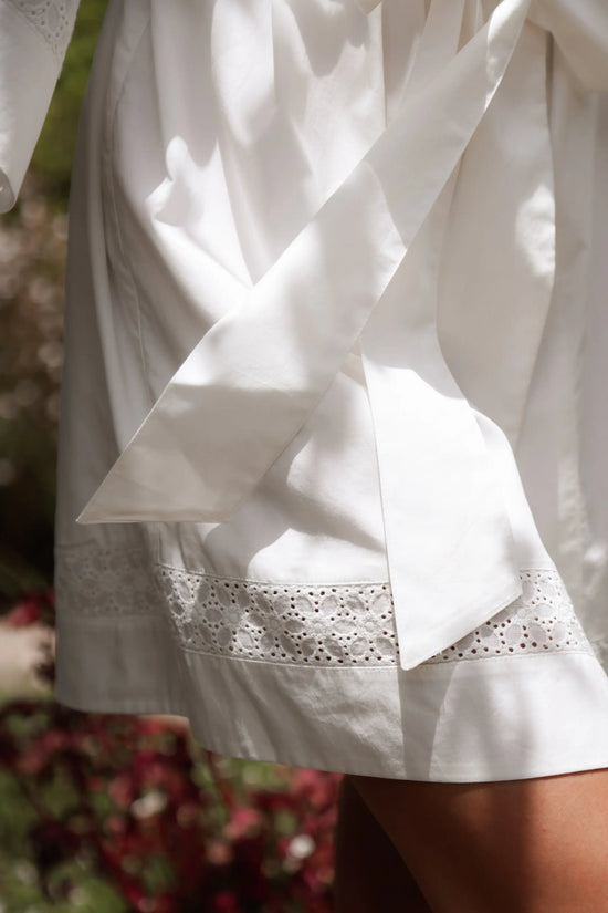 Giselle Bridal Robe - Cotton Modal Off White + Insert Trim OMFORT