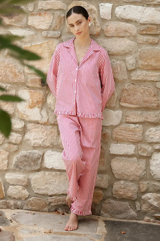 Felicity Frill Set - Long - Pinstripe Cherry OMFORT