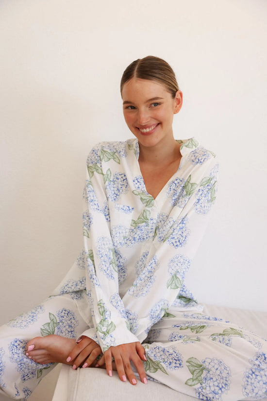 Maggie Pyjama Set - Long - Hydrangea Blue OMFORT