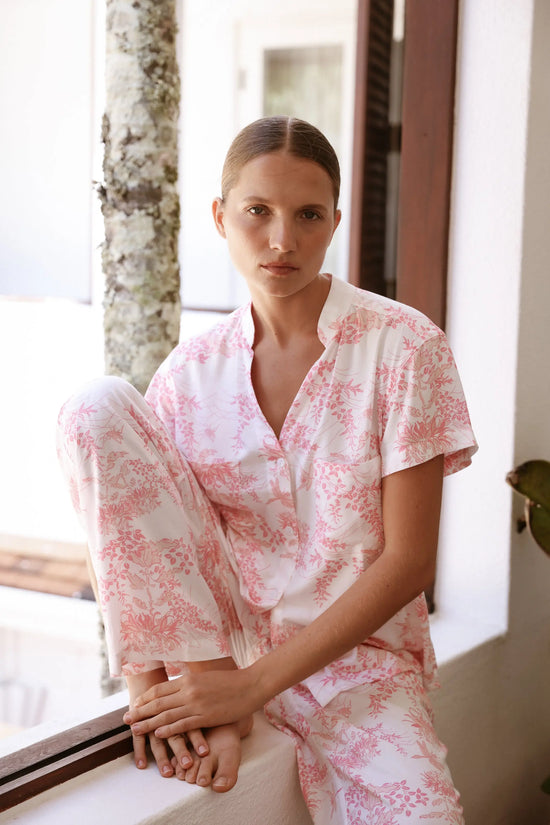 Maggie Pyjama Set - Long Pants - Summer Toile - Pink OMFORT