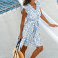 Porcelain Meadow Floral Mini Dress OMFORT