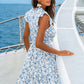 Porcelain Meadow Floral Mini Dress OMFORT