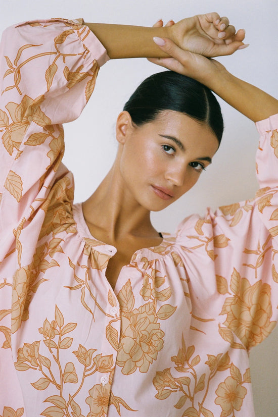 Sophie Sleep Set - Long - Cotton Modal - Romantic Floral Peach OMFORT