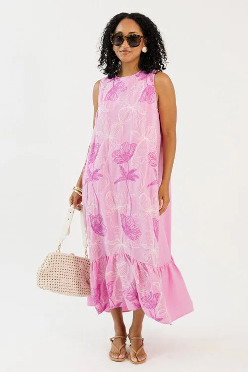 Ruffle Hem Maxi, Petal Pink OMFORT