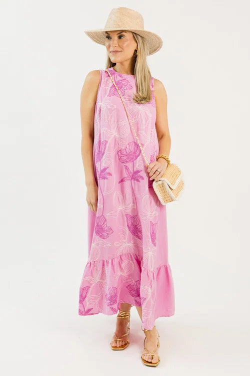 Ruffle Hem Maxi, Petal Pink OMFORT