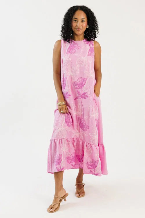 Ruffle Hem Maxi, Petal Pink OMFORT
