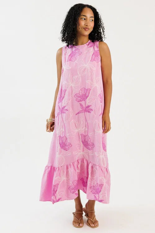 Ruffle Hem Maxi, Petal Pink OMFORT