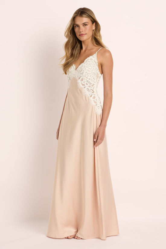 Peyton Long Lace Slip Dress   - Blush mysite