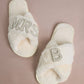 MRS & Initial Pearl Fuzzy Bridal Slippers OMFORT