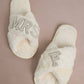 MRS & Initial Pearl Fuzzy Bridal Slippers OMFORT