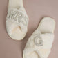 MRS & Initial Pearl Fuzzy Bridal Slippers OMFORT