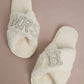 MRS & Initial Pearl Fuzzy Bridal Slippers OMFORT