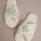 MRS & Initial Pearl Fuzzy Bridal Slippers OMFORT