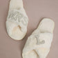 MRS & Initial Pearl Fuzzy Bridal Slippers OMFORT