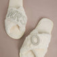 MRS & Initial Pearl Fuzzy Bridal Slippers OMFORT