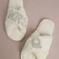 MRS & Initial Pearl Fuzzy Bridal Slippers OMFORT