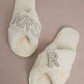 MRS & Initial Pearl Fuzzy Bridal Slippers OMFORT