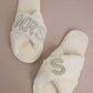 MRS & Initial Pearl Fuzzy Bridal Slippers OMFORT