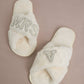 MRS & Initial Pearl Fuzzy Bridal Slippers OMFORT