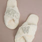 MRS & Initial Pearl Fuzzy Bridal Slippers OMFORT
