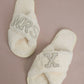 MRS & Initial Pearl Fuzzy Bridal Slippers OMFORT