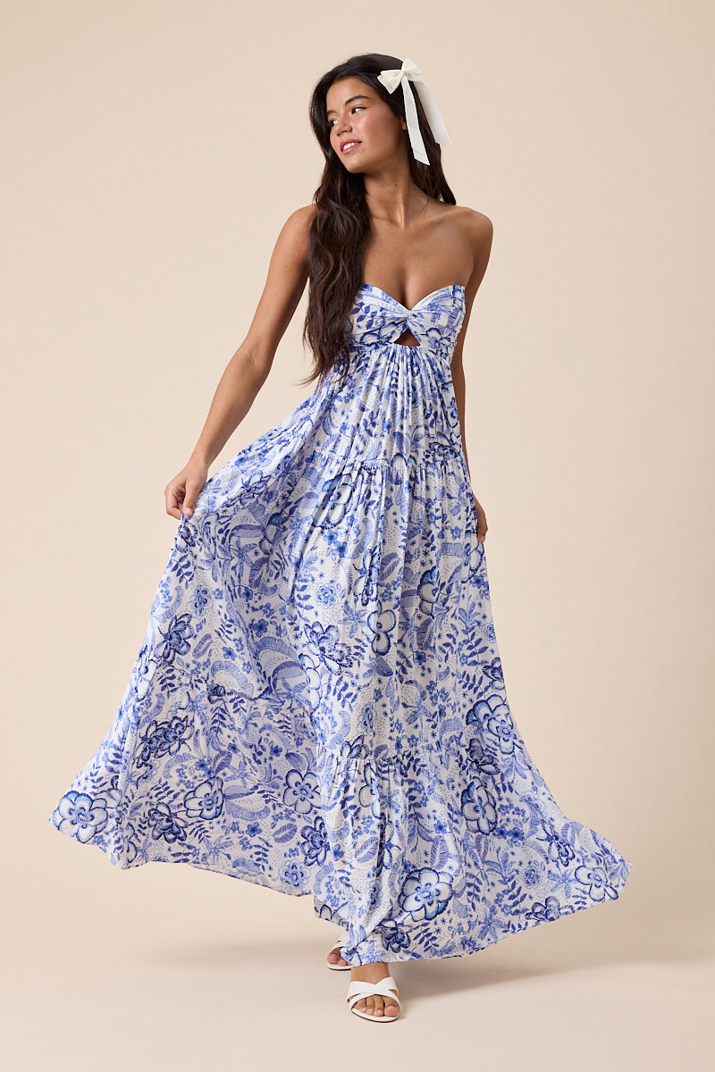 Pedal Ruched Maxi Dress OMFORT