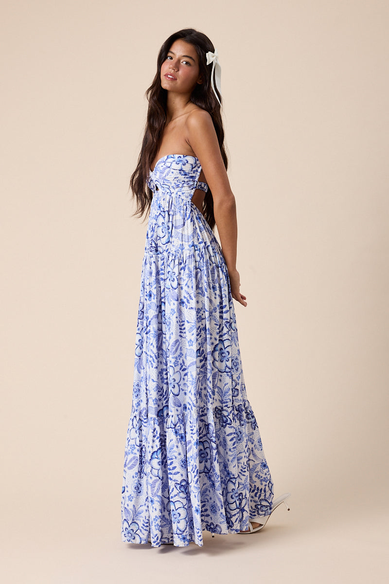 Pedal Ruched Maxi Dress OMFORT