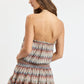Vintage Chevron Smocked Waist Tube Mini Dress OMFORT