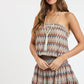 Vintage Chevron Smocked Waist Tube Mini Dress OMFORT