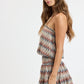 Vintage Chevron Smocked Waist Tube Mini Dress OMFORT