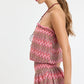 Vintage Chevron Smocked Waist Tube Mini Dress OMFORT