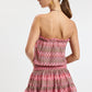 Vintage Chevron Smocked Waist Tube Mini Dress OMFORT