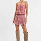 Vintage Chevron Smocked Waist Tube Mini Dress OMFORT