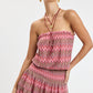 Vintage Chevron Smocked Waist Tube Mini Dress OMFORT