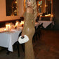 SOLACE  Khaki Sequin Off-Shoulder Long-Sleeved Bodycon Maxi Dress?