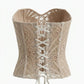 Nude Beige Elegant Strapless Lace Embroidered Corset Crop Top OMFORT