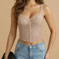 Nude Beige Lace Spaghetti Strap Embroidered Corset Crop Top OMFORT