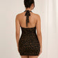 Leopard Print Halter Bodycon Mini Dress SOLACE