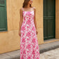 Pink Floral Print Spaghetti Strap Maxi Dress SOLACE