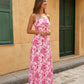 Pink Floral Print Spaghetti Strap Maxi Dress SOLACE