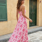 Pink Floral Print Spaghetti Strap Maxi Dress SOLACE