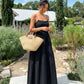 SOLACE  Black Sleeveless Backless Tiered Maxi Dress?