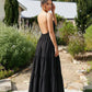 SOLACE  Black Sleeveless Backless Tiered Maxi Dress?