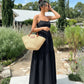 SOLACE  Black Sleeveless Backless Tiered Maxi Dress?