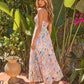 Elegant Floral Print V-Neck Pleated Midi Dress OMFORT