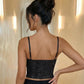 Black Glam Sequin Embellished Spaghetti Strap Corset Party Top SOLACE