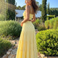 Yellow Camisole Set Tube Crop Top Tiered Maxi Skirt SOLACE