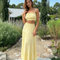 Yellow Camisole Set Tube Crop Top Tiered Maxi Skirt SOLACE