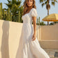 White Puff Sleeve Sweetheart Neck Tiered Ruffle Midi Dress SOLACE